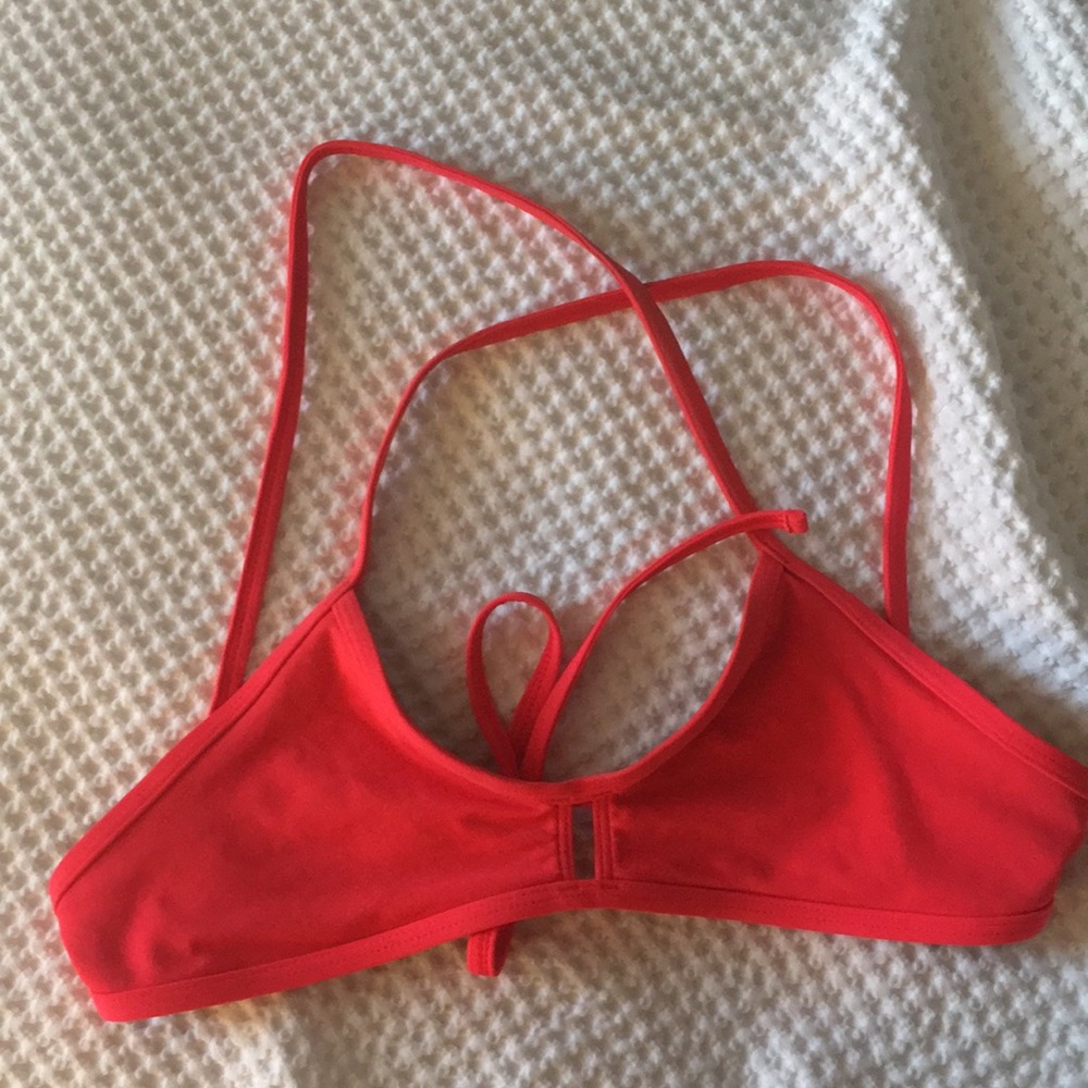 Jolyn Solid Strawberry Vent Bikini Top